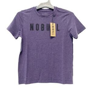 NoBull Kids Unisex Heather Purple Athletic Casual Short Sleeve Shirt Size Medium
